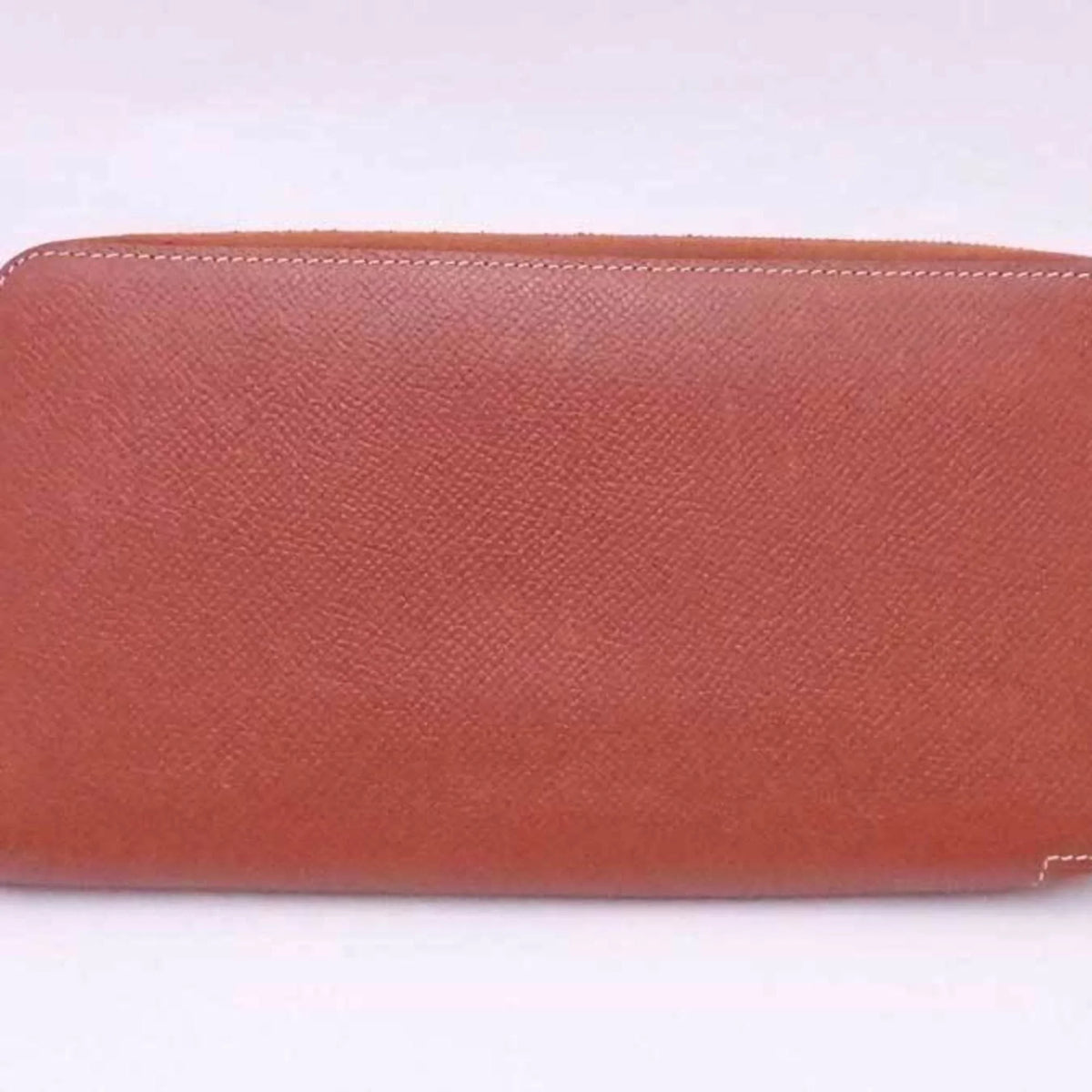 Pre-Owned Hermes HERMES Round Zipper Long Wallet Azap Silk In Leather Brown x Orange Silver Women's (Good)